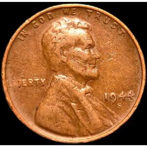 1944 S/S/S Lincoln Wheat Cent Double Die Struck Through Grease BIE Die Chip READ